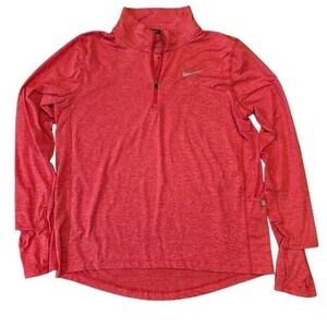 Nike Dri-FIT M Womens Quarter Zip Running Top Coral Pink Heathered Thumbhole